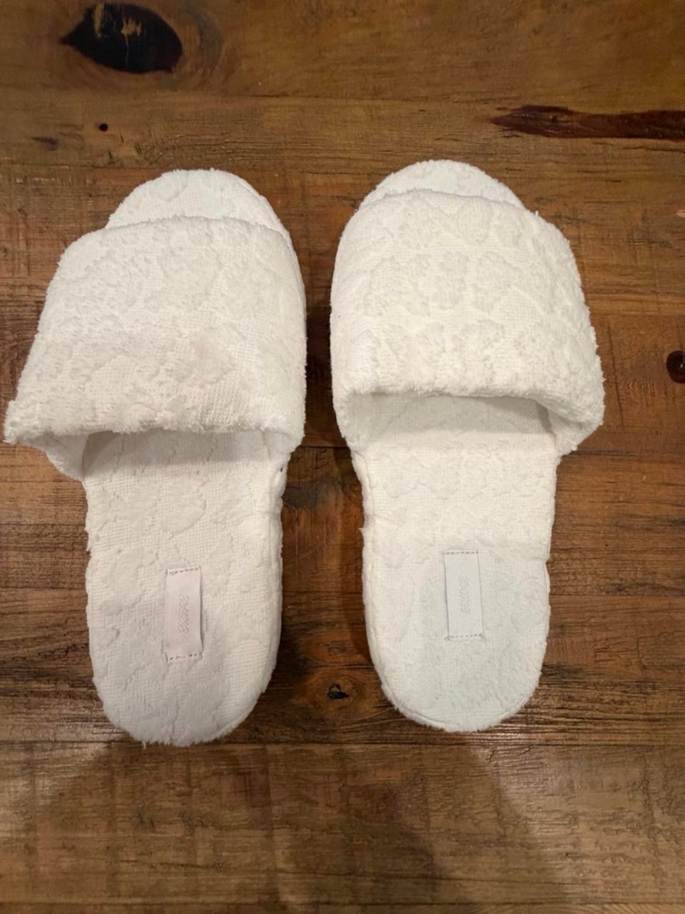 SKIMS Logo White Terry Slide Slippers - Women